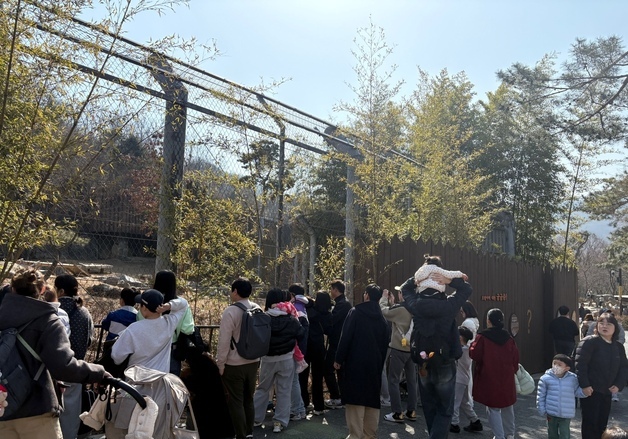 '봄이 왔나'...따뜻한 날씨에 서울대공원 나들이객 북적