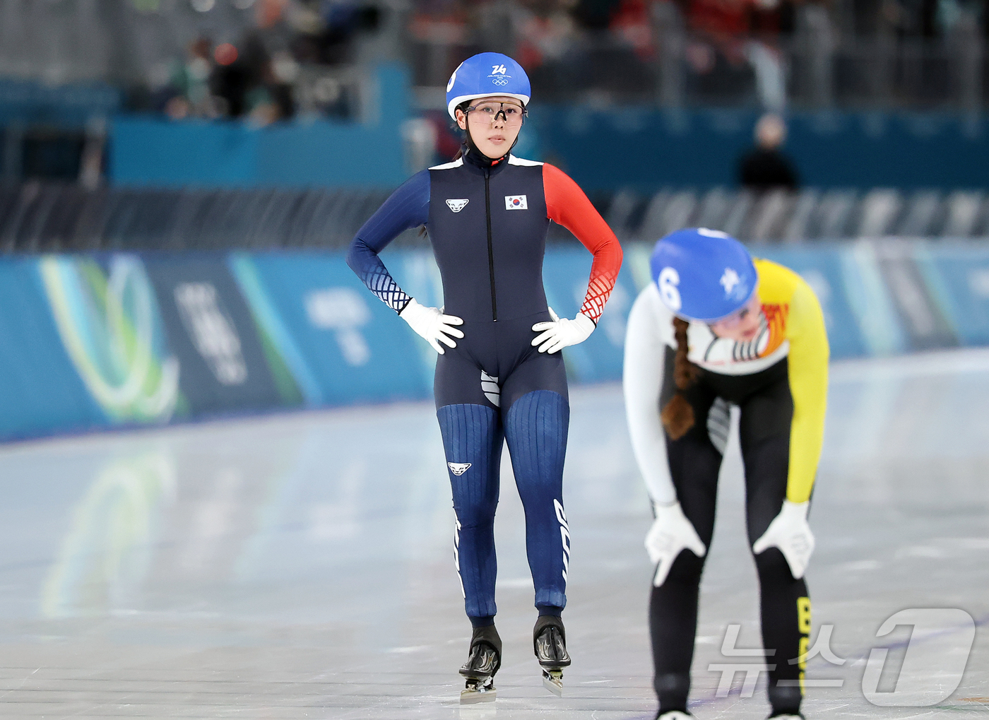 (밀라노=뉴스1) 김진환 기자 = 스피드스케이팅 박지우가 21일(현지시간) 이탈리아 밀라노 스피드스케이팅 스타디움에서 열린 2026 밀라노·코르티나담페초 동계올림픽 스피드 스케이팅 …