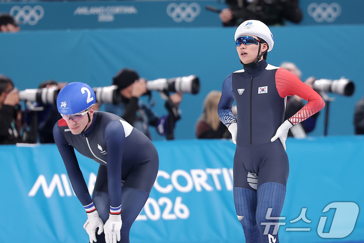 (밀라노=뉴스1) 김성진 기자 = 스피드스케이팅 정재원이 21일(현지시간) 이탈리아 밀라노 스피드스케이팅 스타디움에서 열린 2026 밀라노·코르티나담페초 동계올림픽 스피드 스케이팅 …