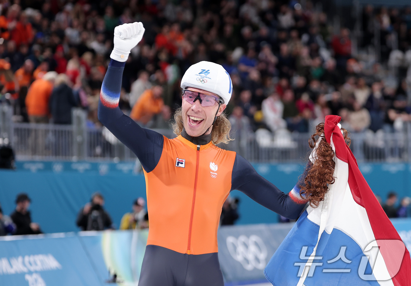 (밀라노=뉴스1) 김성진 기자 = 21일(현지시간) 이탈리아 밀라노 스피드스케이팅 스타디움에서 열린 2026 밀라노·코르티나담페초 동계올림픽 스피드 스케이팅 남자 매스 스타트 결승 …