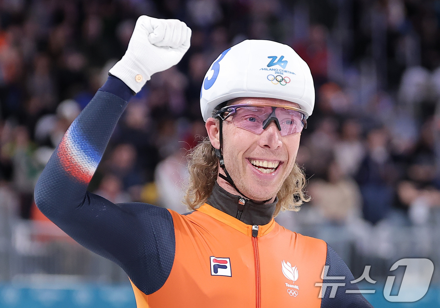 (밀라노=뉴스1) 김성진 기자 = 21일(현지시간) 이탈리아 밀라노 스피드스케이팅 스타디움에서 열린 2026 밀라노·코르티나담페초 동계올림픽 스피드 스케이팅 남자 매스 스타트 결승 …