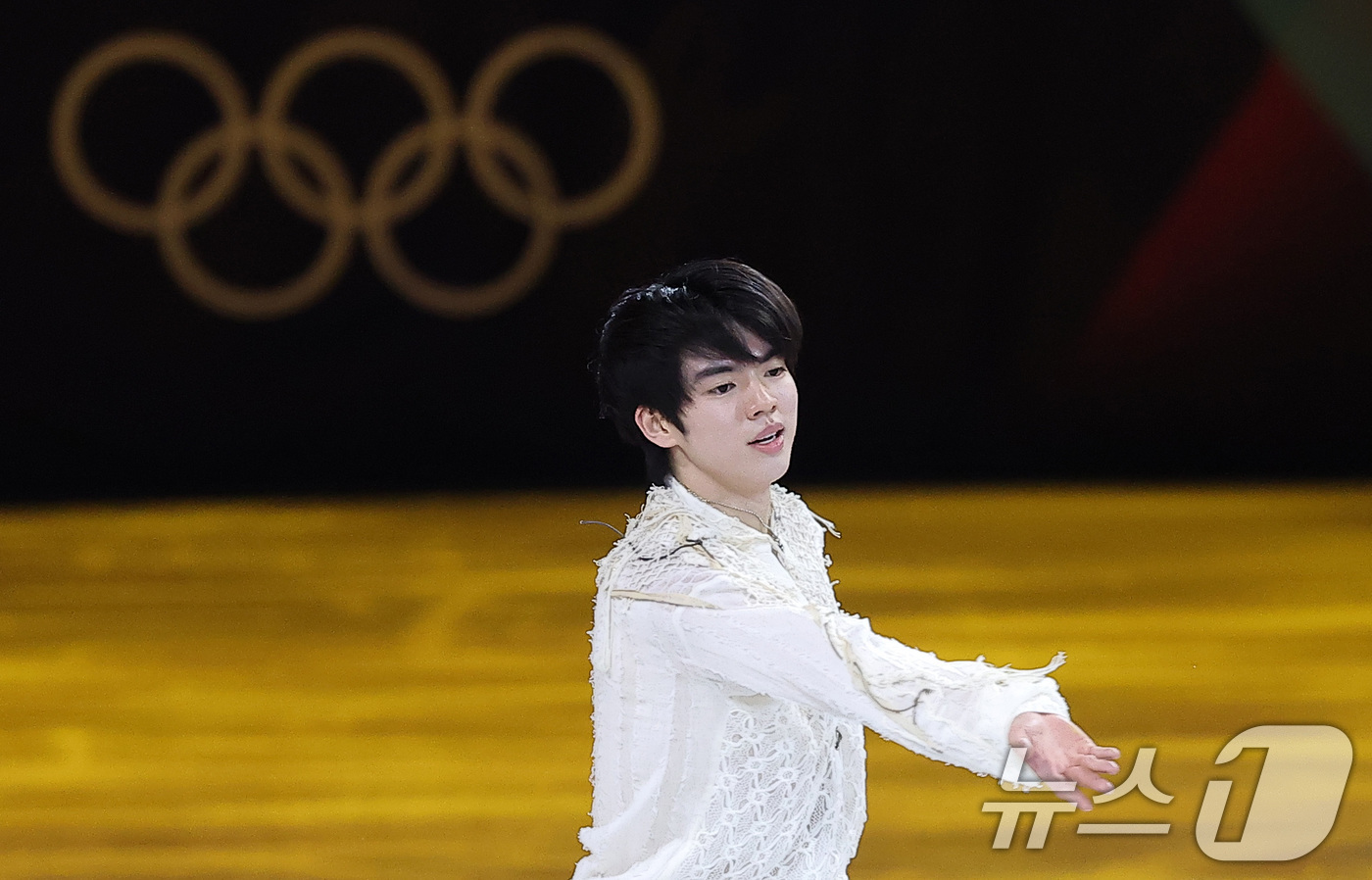 (밀라노=뉴스1) 김성진 기자 = 피겨 차준환이 21일(현지시간) 이탈리아 밀라노 아이스 스케이팅 아레나에서 열린 2026 밀라노·코르티나담페초 동계올림픽 피겨 갈라쇼에서 연기를 …