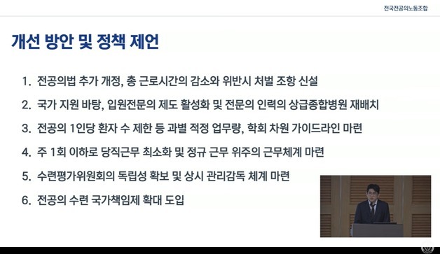 전공의 과반 주72시간 이상 '과로'…"주당 60시간 상한 필요"