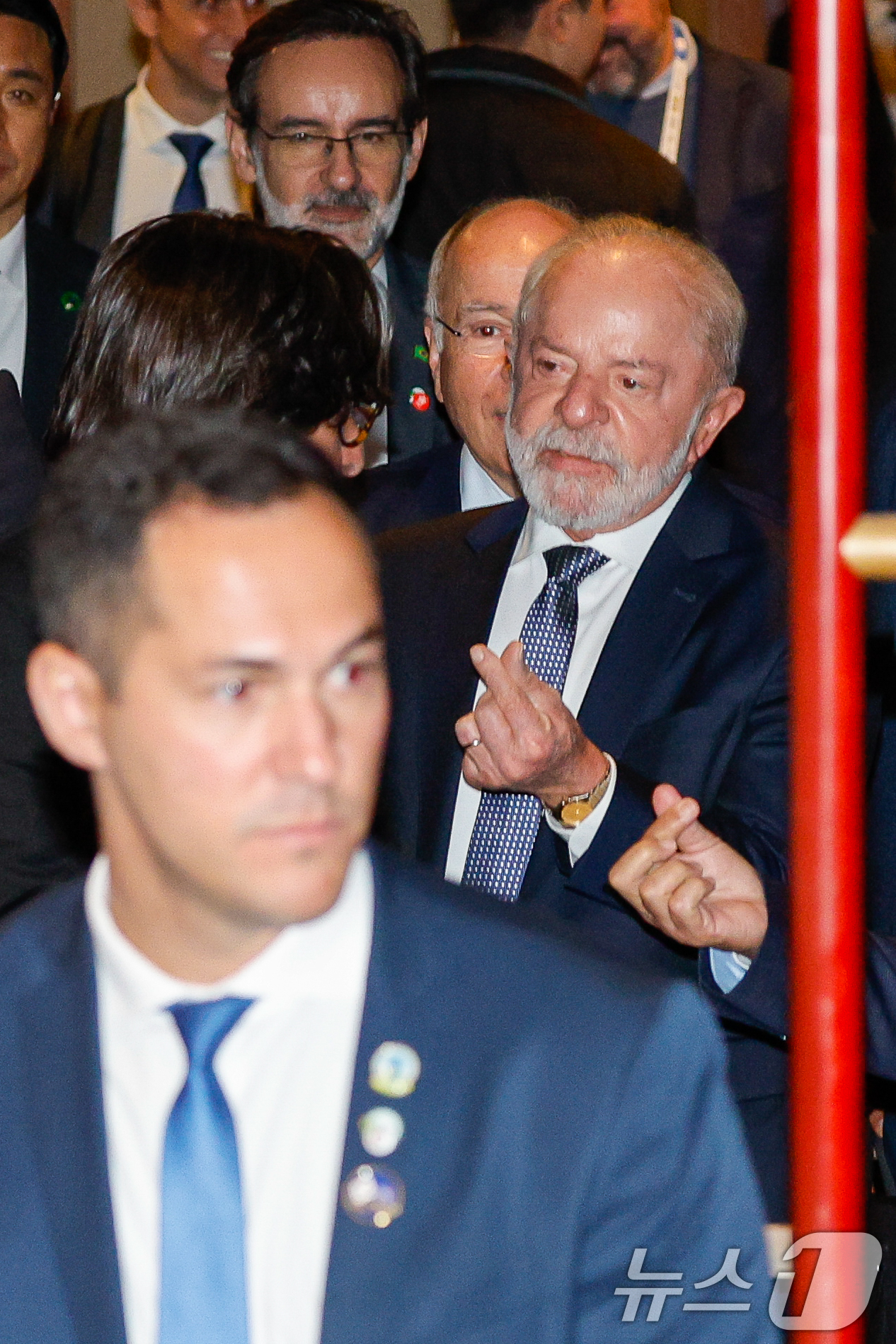 (서울=뉴스1) 안은나 기자 = 루이스 이나시우 룰라 다 시우바(Luiz Inácio Lula da Silva) 브라질 대통령이 23일 오후 서울 중구 롯데호텔에서 열린 한-브라질 …