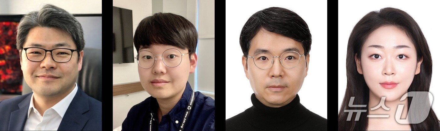 본문 이미지 - 사진 왼쪽부터 정원석 부연구단장(IBS 혈관 연구단·KAIST 생명과학과/공동 교신저자), 최영진 학생(IBS 혈관 연구단 박사과정/공동 제1저자), 김재익 울산과학기술원 부교수(공동 교신저자), 이영은 학생(울산과학기술원 박사과정/공동 제1저자). (IBS 제공. 재판매 및 DB금지) 2026.2.24/뉴스1