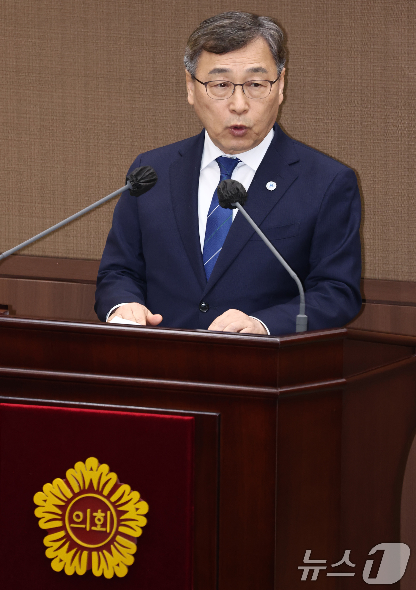 (서울=뉴스1) 최지환 기자 = 정근식 서울시교육감이 24일 오후 서울 중구 서울시의회에서 열린 334회 임시회 개회식에서 인사말을 하고 있다. 2026.2.24/뉴스1