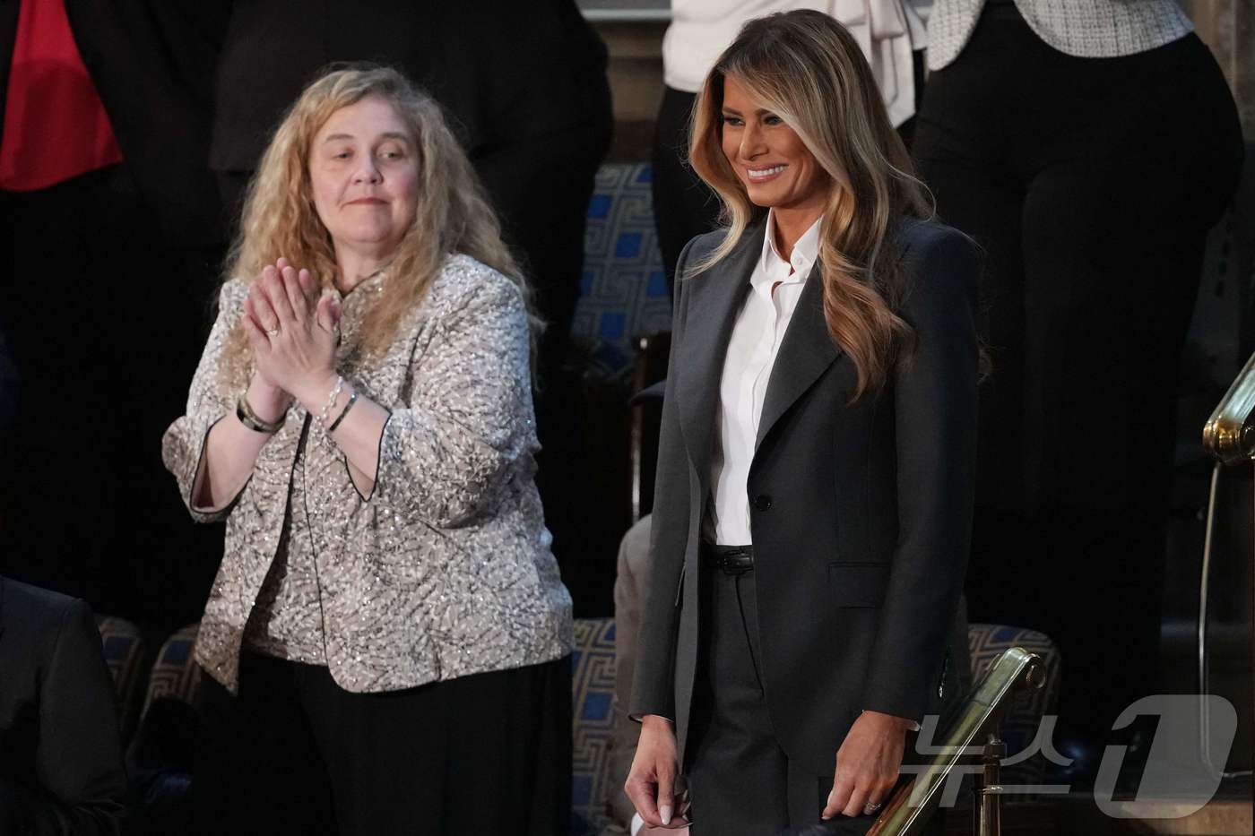 (워싱턴DC AFP=뉴스1) 이정환 기자 = 도널드 트럼프 미국 대통령의 영부인 멜라니아 트럼프 여사가 24일(현지시간) 워싱턴 DC 미국 국회의사당 하원 회의장에서 트럼프 대통령 …