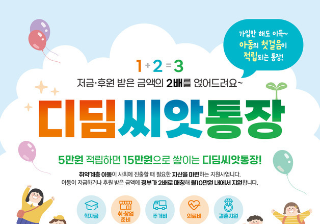 디딤씨앗통장 후원금 100억 돌파…아동권리보장원 '자산형성 전담팀' 가동