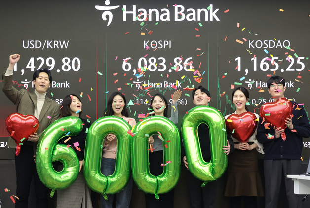 코스피 종가 첫 6000선 돌파