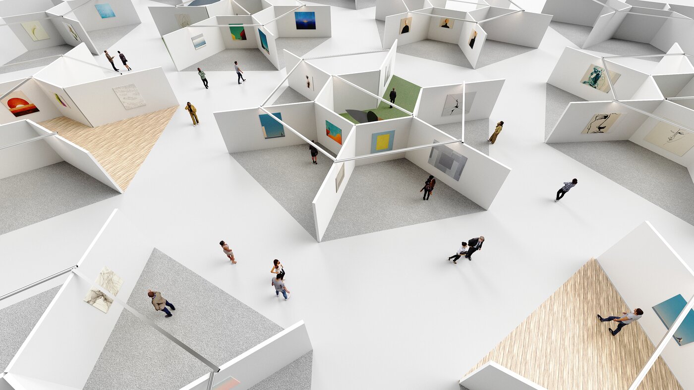 본문 이미지 - '하이브 아트페어 2026'(HIVE ART FAIR) 전시 전경 상상도 ⓒ2025 HIVE ART FAIR, 3D Rendering_SWNA