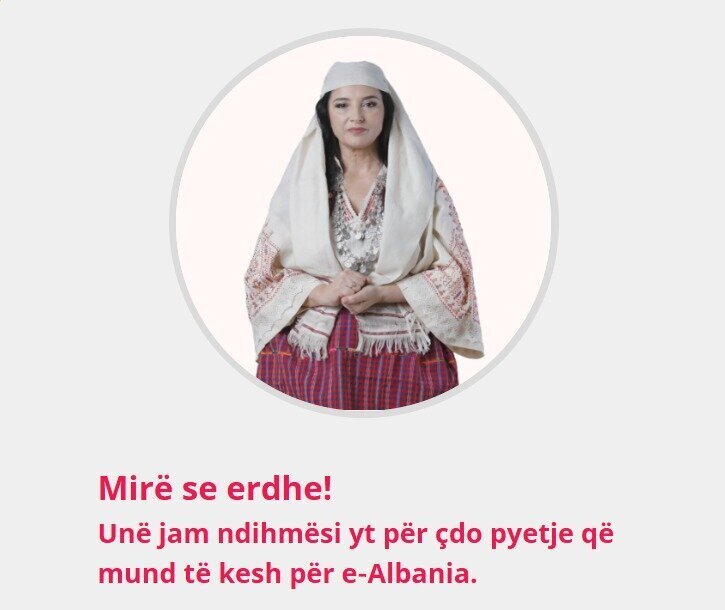 본문 이미지 - 알바니아 공식 전자행정 플랫폼 '이알바니아(e-Albania)'에 등장하는 AI 장관 디엘라의 모습 (출처=이알바니아)