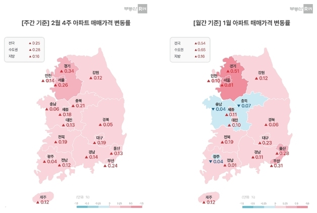 2월 넷째 주 서울 아파트값 0.26% 올라…전세는 0.12% 상승