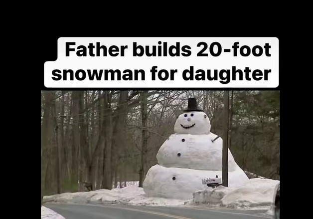 폭설이 더 키운 7m 높이 초대형 눈사람…美 아빠의 육아 탈출기
