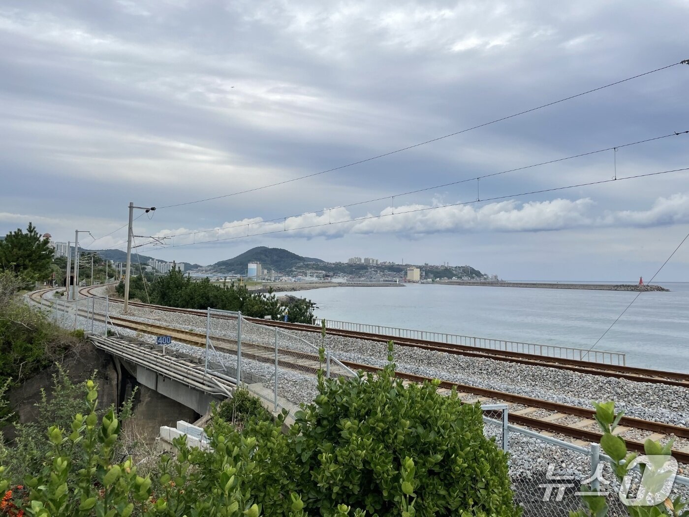 본문 이미지 - 일본 가마쿠라 풍경과 비슷하다고 입소문이 난 동해시 하평해변 철길.(독자 권소담 씨 제공, 재판매 및 DB 금지)