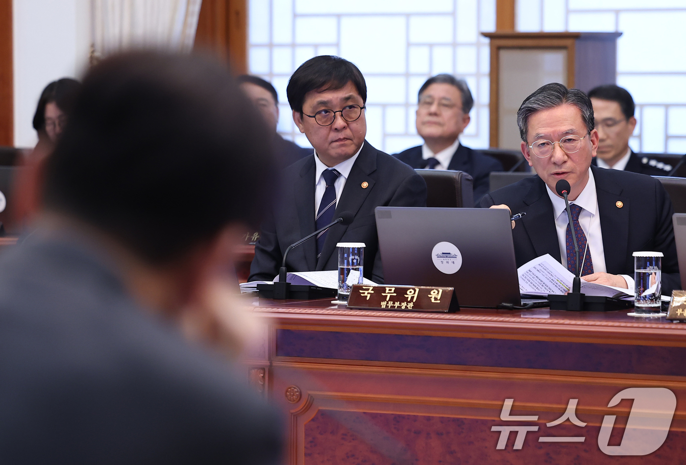 (서울=뉴스1) 이재명 기자 = 정성호 법무부 장관이 3일 청와대에서 열린 국무회의에서 발언을 하고 있다. (청와대통신사진기자단) 2026.2.3/뉴스1