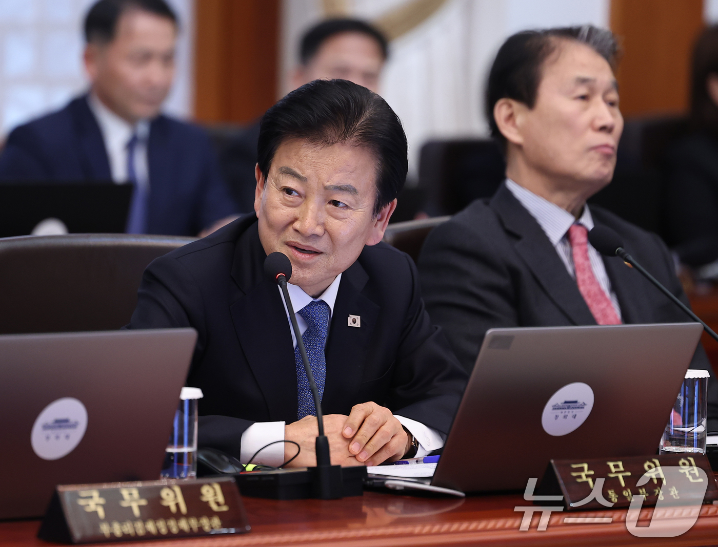 (서울=뉴스1) 이재명 기자 = 정동영 통일부 장관이 3일 청와대에서 열린 국무회의에서 발언을 하고 있다. (청와대통신사진기자단) 2026.2.3/뉴스1