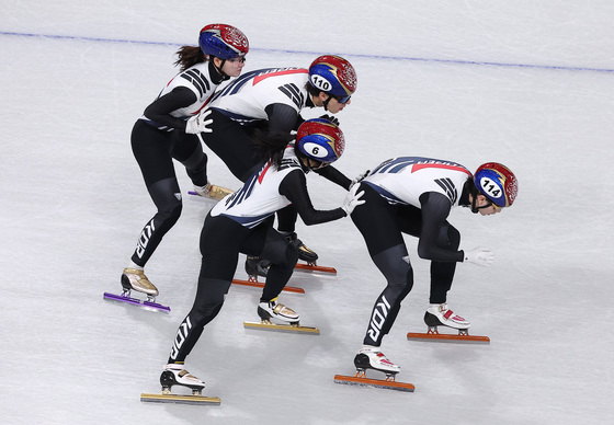 계주 훈련하는 쇼트트랙 대표팀