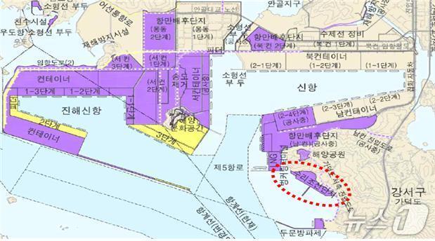 본문 이미지 - 부산항 신항 수리조선단지 위치도(해양수산부 제공)