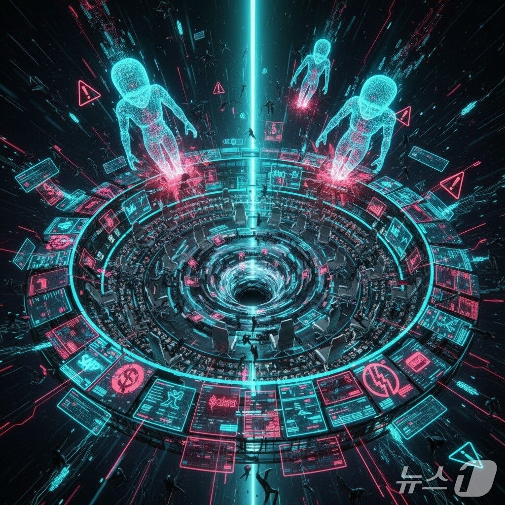 본문 이미지 - 머릿수·좌석 기반 구독형 SaaS 비즈니스 모델 붕괴 관련 퍼플렉시티 AI 이미지 생성 요청 갈무리