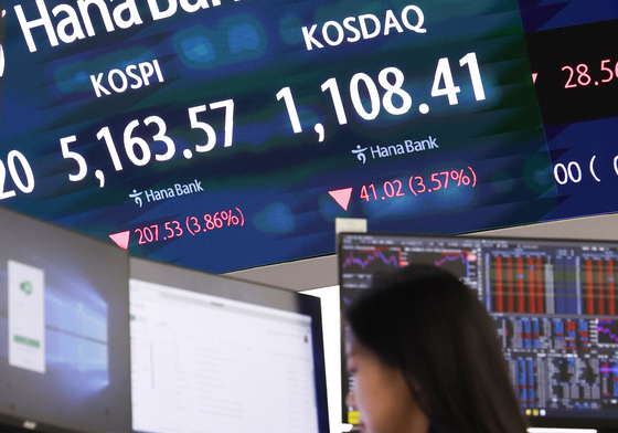 급락한 한국 증시