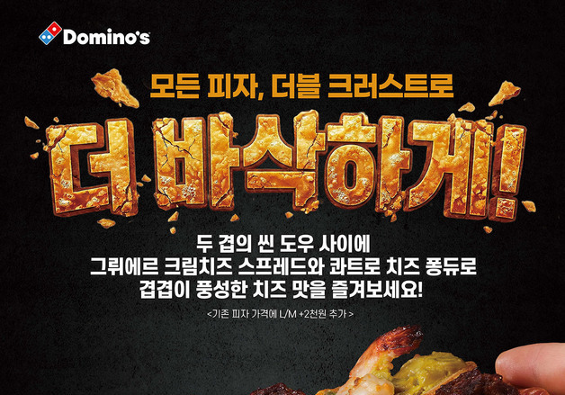 "피자를 더 바삭하게"…도미노, 6년 만에 '더블 크러스트 도우' 재출시