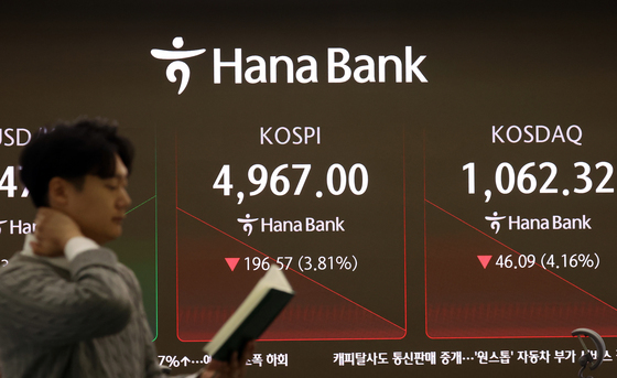 코스피 5000선 이탈, 코스닥도 1100선 아래로