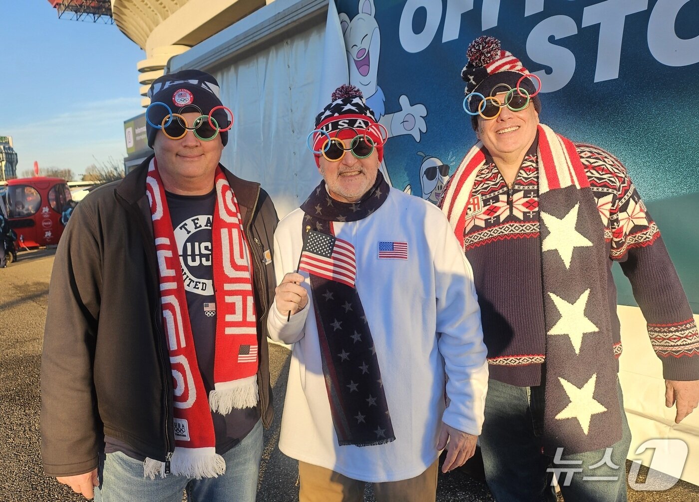 본문 이미지 - 미국에서 밀라노로 날아온 제레미, 오브리, 데이비드(왼쪽부터). ⓒ News1 권혁준 기자