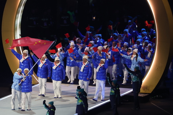동계올림픽 개회식 입장하는 중국 선수단