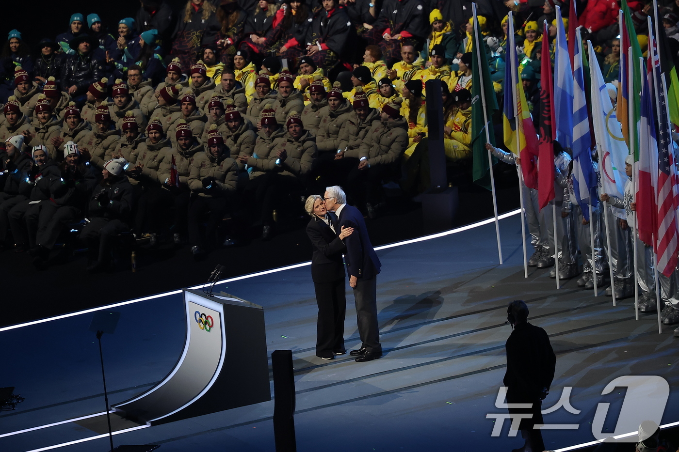 (밀라노=뉴스1) 김성진 기자 = 조반니 말라고 2026 밀라노·코르티나담페초 동계올림픽·패럴림픽 조직위원장이 6일 오후(현지시간) 이탈리아 밀라노 산시로 올림픽 스타디움에서 열린 …