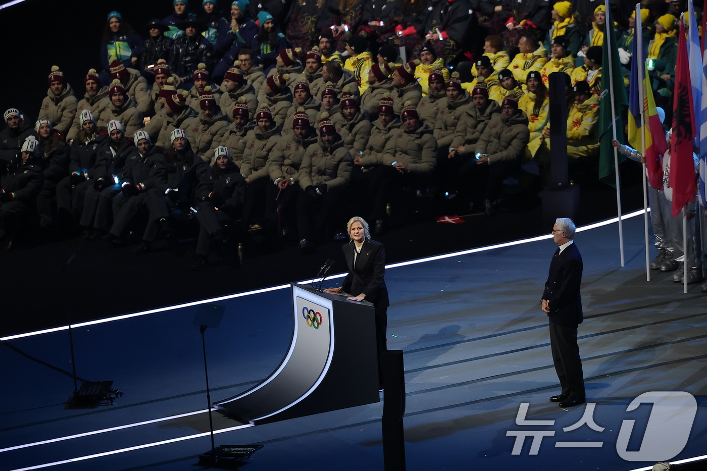 (밀라노=뉴스1) 김성진 기자 = 커스티 코번트리 IOC 위원장이 6일 오후(현지시간) 이탈리아 밀라노 산시로 올림픽 스타디움에서 열린 2026 밀라노·코르티나담페초 동계올림픽대회 …