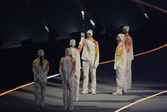 이탈리아 배구 대표팀 '성화 봉송'