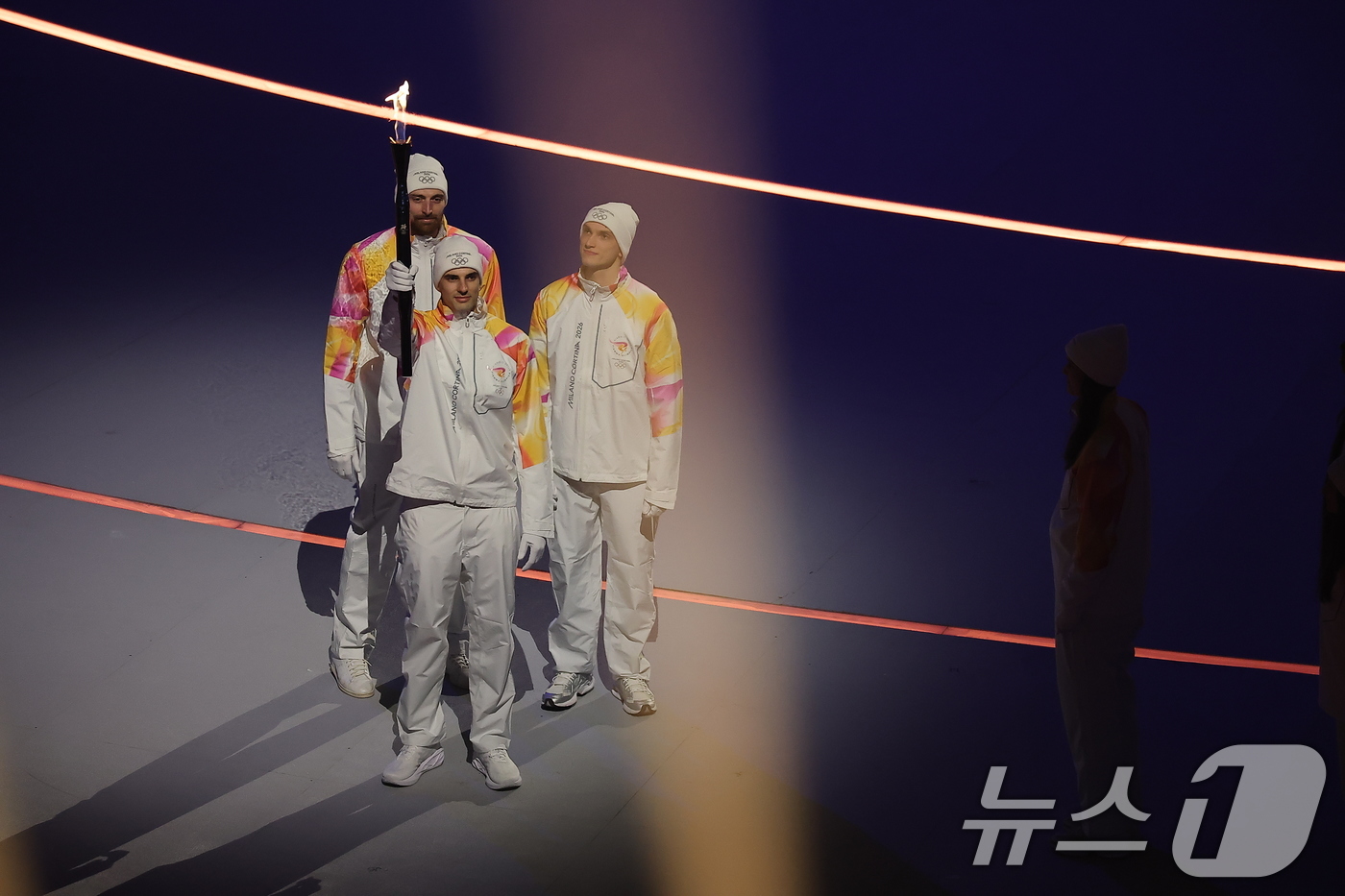 (밀라노=뉴스1) 김성진 기자 = 이탈리아 남자 배구 대표팀 선수들이 6일 오후(현지시간) 이탈리아 밀라노 산시로 올림픽 스타디움에서 열린 2026 밀라노·코르티나담페초 동계올림픽 …