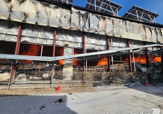 영동 양계장 화재 피해액 32억원 넘겨…"태양광 시설 작업중 발화"