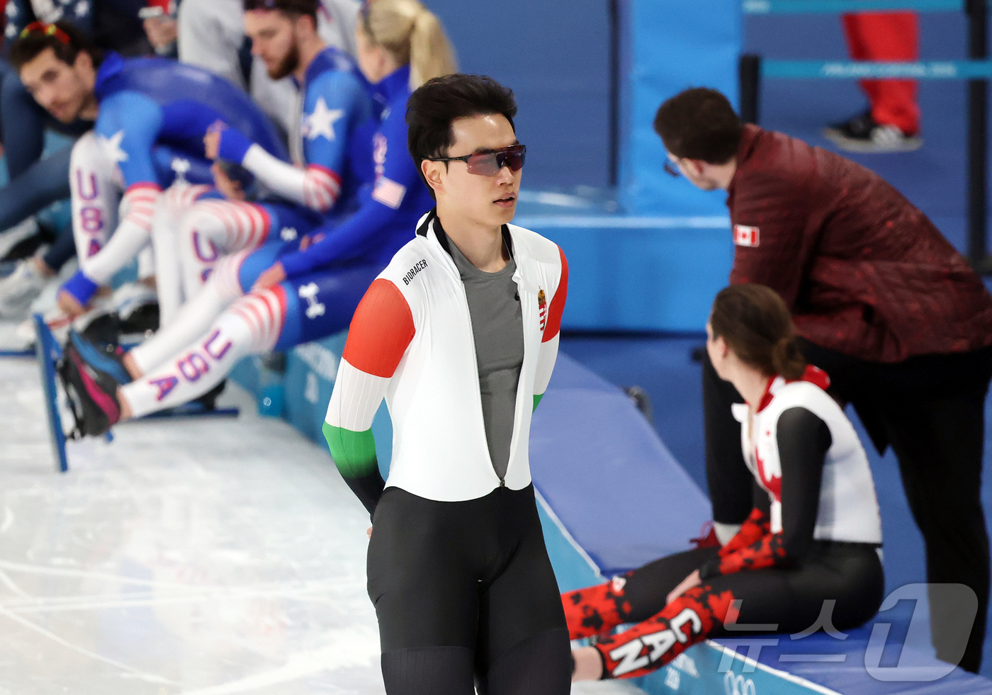 (밀라노=뉴스1) 김진환 기자 = 헝가리로 귀화한 스피드스케이팅 김민석이 7일(현지시간) 이탈리아 밀라노 스피드스케이팅 스타디움에서 훈련하고 있다. 2026.2.7/뉴스1