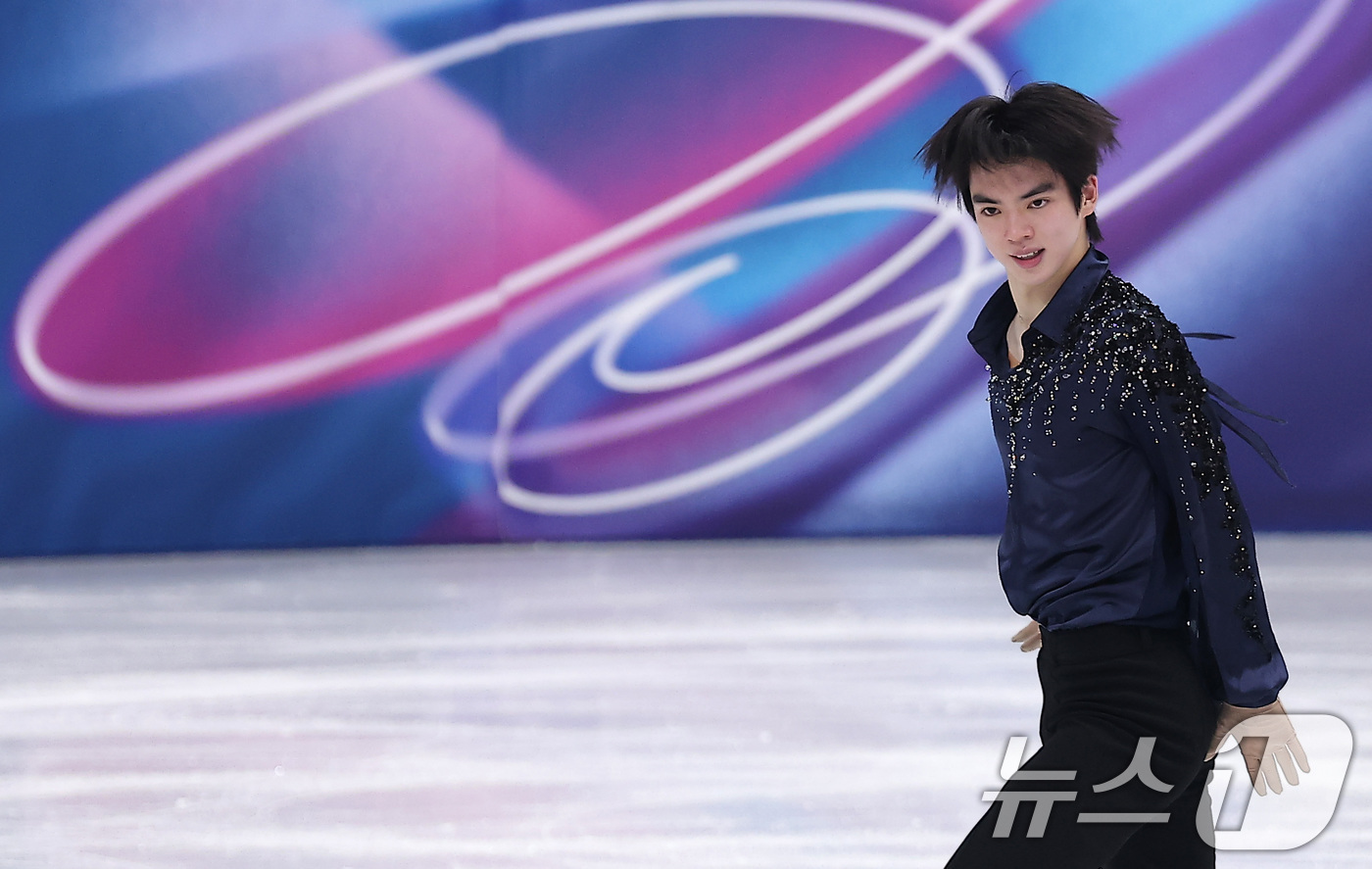 (밀라노=뉴스1) 김성진 기자 = 피겨 차준환이 7일(현지시간) 이탈리아 밀라노 아이스 스케이팅 아레나에서 열린 2026 밀라노·코르티나담페초 동계올림픽 피겨 스케이팅 팀 이벤트( …
