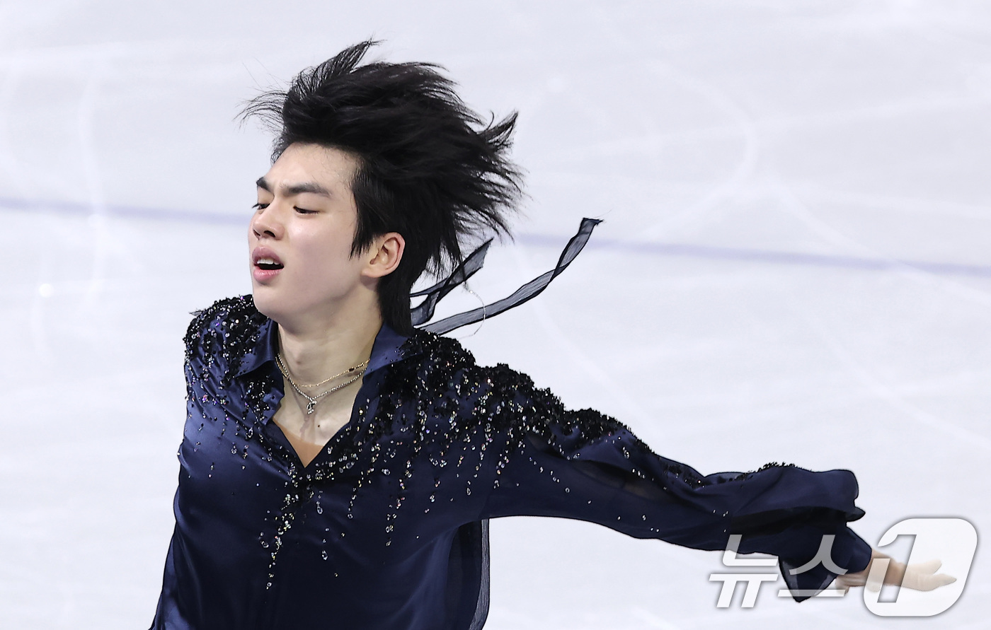 (밀라노=뉴스1) 김성진 기자 = 피겨 차준환이 7일(현지시간) 이탈리아 밀라노 아이스 스케이팅 아레나에서 열린 2026 밀라노·코르티나담페초 동계올림픽 피겨 스케이팅 팀 이벤트( …