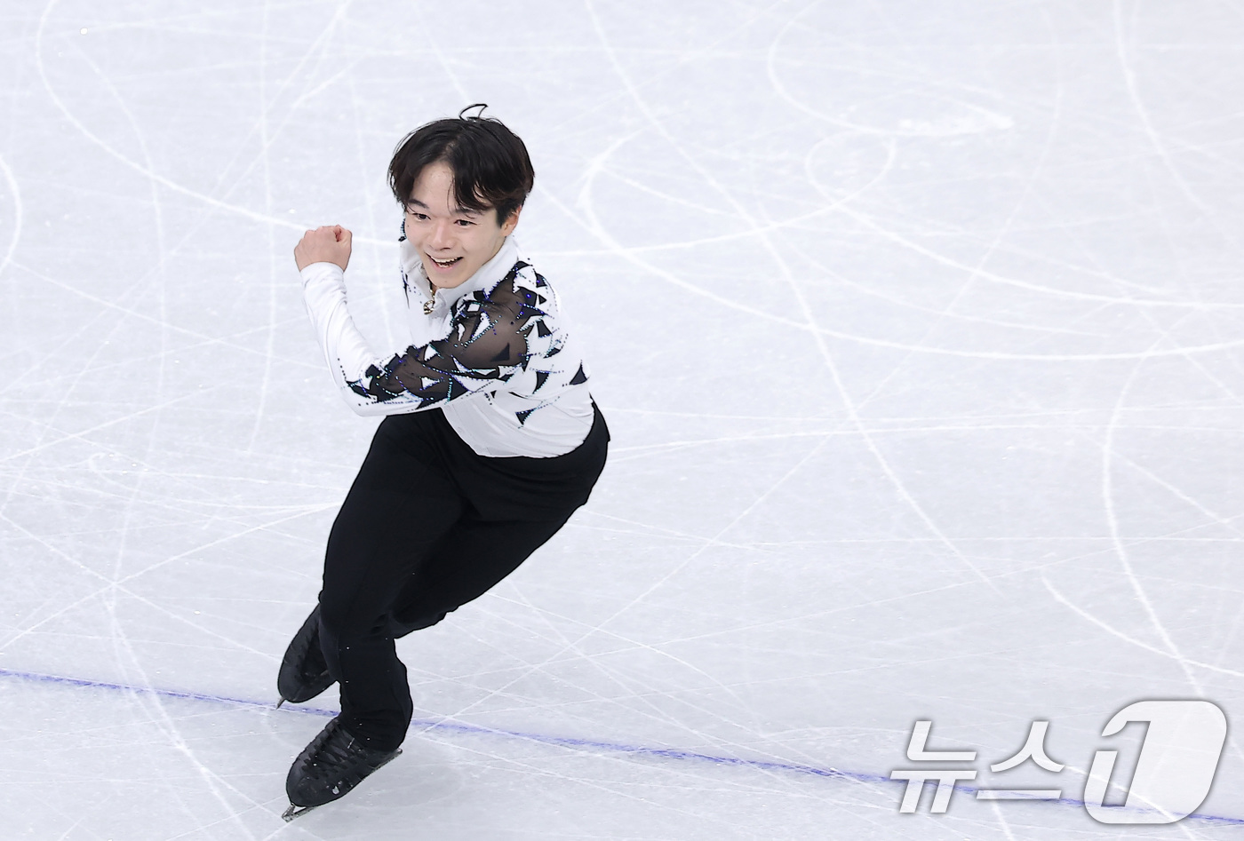 (밀라노=뉴스1) 김성진 기자 = 일본 피겨선수 일리야 카기야마 유마가 7일(현지시간) 이탈리아 밀라노 아이스 스케이팅 아레나에서 열린 2026 밀라노·코르티나담페초 동계올림픽 피 …