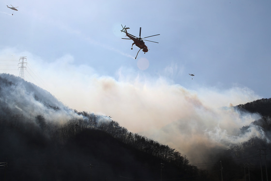 예산 산불 진화율 85%…"일몰 전 진화 총력"