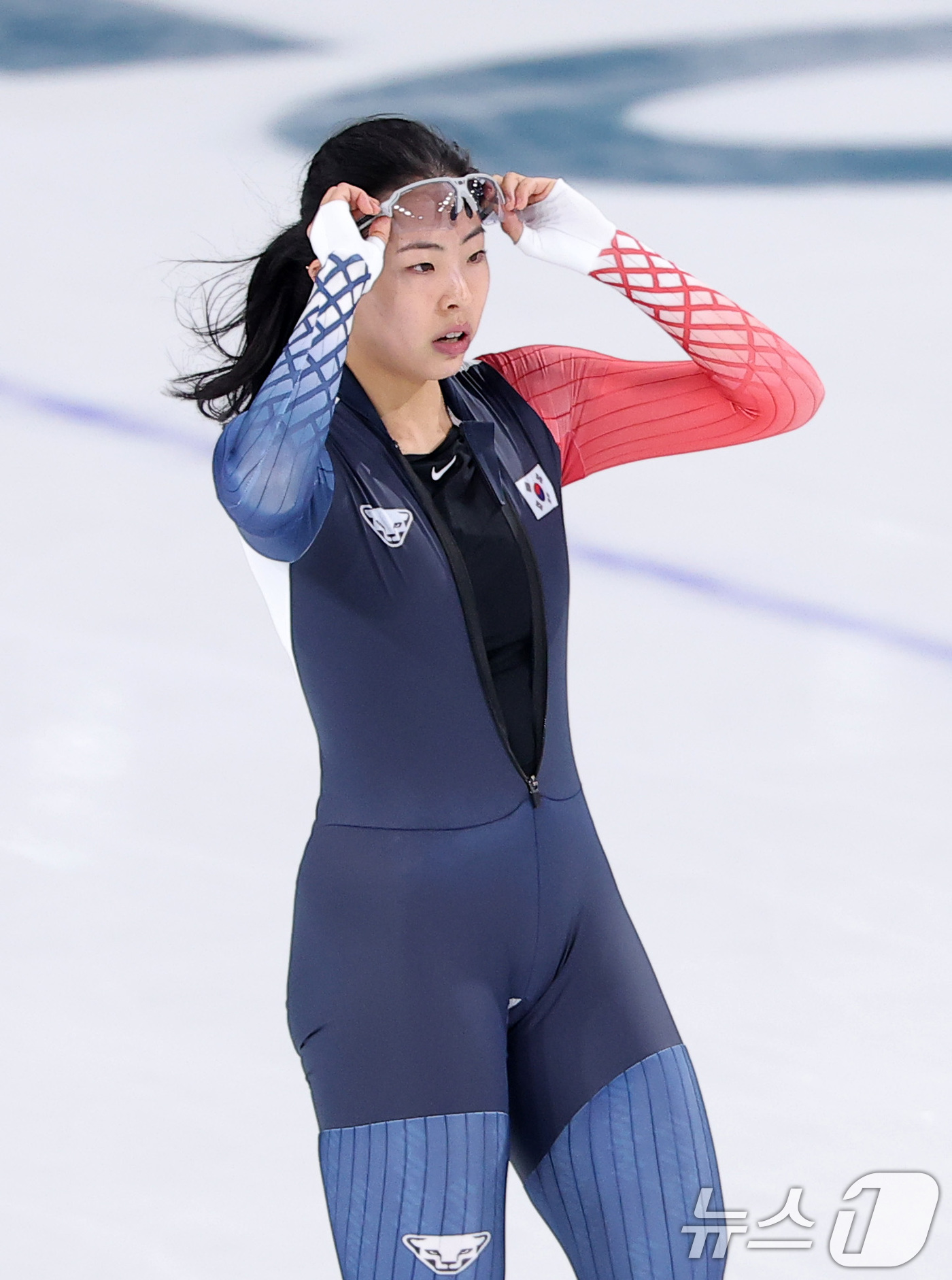 (밀라노=뉴스1) 김성진 기자 = 스피드스케이팅 이나현이 8일(현지시간) 이탈리아 밀라노 스피드스케이팅 스타디움에서 훈련하고 있다. 2026.2.8/뉴스1