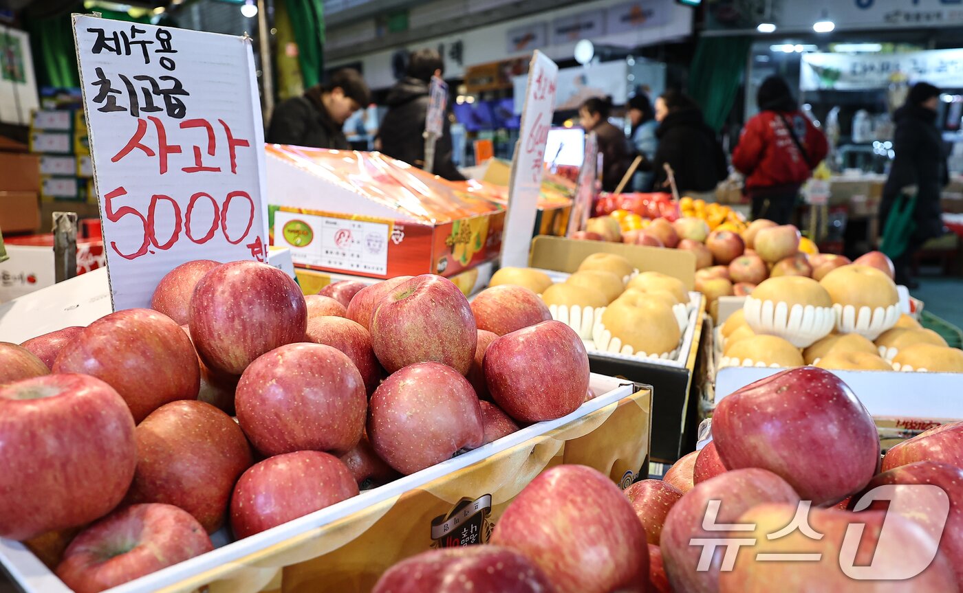 본문 이미지 - 설을 앞둔 9일 서울 마포구 망원시장에서 시민들이 장을 보고 있다. ⓒ 뉴스1 김도우 기자