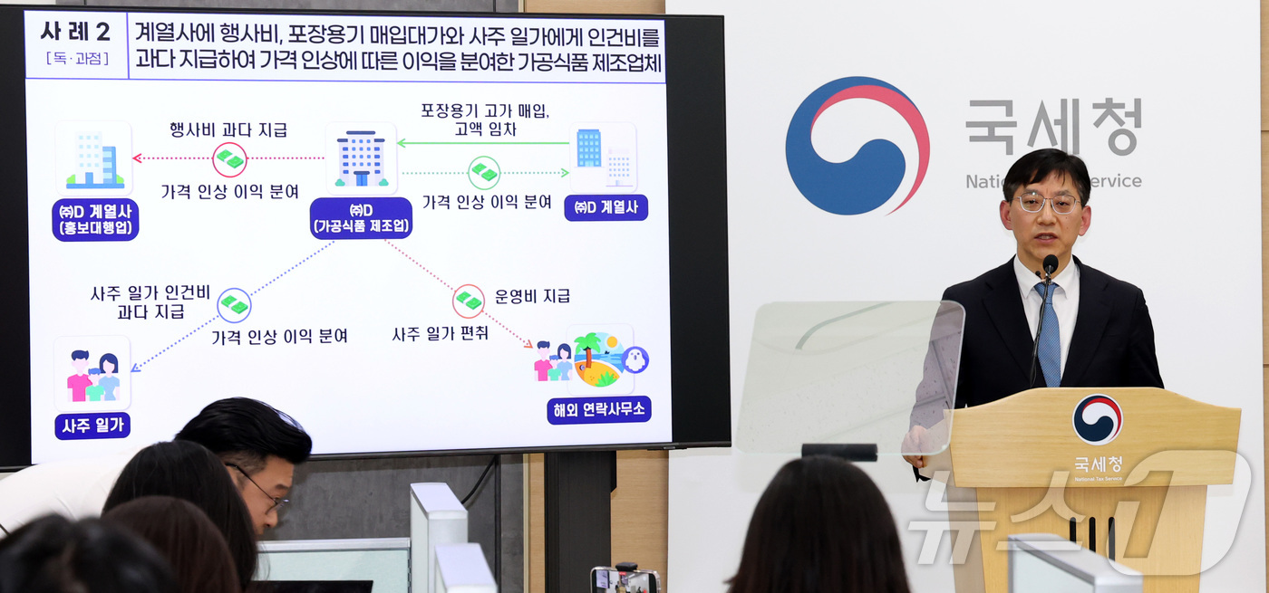 (세종=뉴스1) 김기남 기자 = 안덕수 국세청 안덕수 조사국장이 9일 세종시 정부세종청사에서 민생침해 탈세자 세무조사 내용을 발표하고 있다. 국세청은 물가 안정을 위해 지난해 9월 …