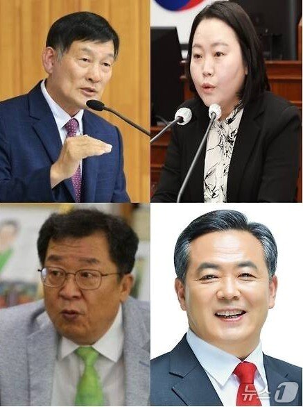 본문 이미지 - 위 왼쪽부터 박영기 제천시의회 의장, 송수연 제천시의원, 아래 왼쪽부터 이상천 전 제천시장, 이찬구 제천발전위원회 위원장./뉴스1 