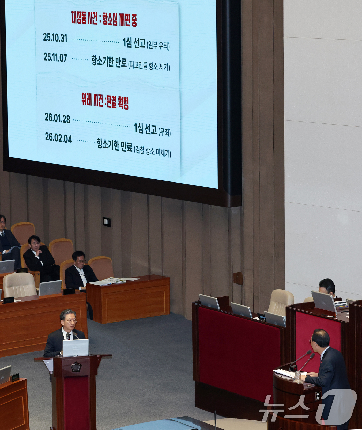 (서울=뉴스1) 이승배 기자 = 9일 서울 여의도 국회에서 열린 제432회국회(임시회) 제4차 본회의 정치·외교·통일·안보에 관한 대정부 질문에서 정성호 법무부 장관이 질의에 답변 …