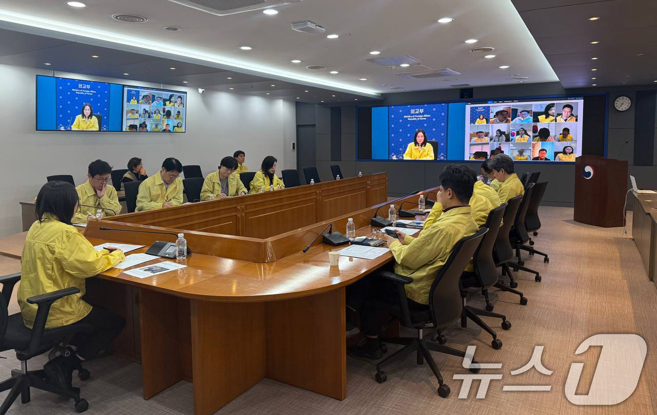 (서울=뉴스1) 임세영 기자 = 김진아 외교부 2차관이 1일 서울 종로구 외교부 청사에서 중동 정세 및 재외국민 보호 관련 합동 상황점검회의를 주재하고 있다. (외교부 제공. 재판 …