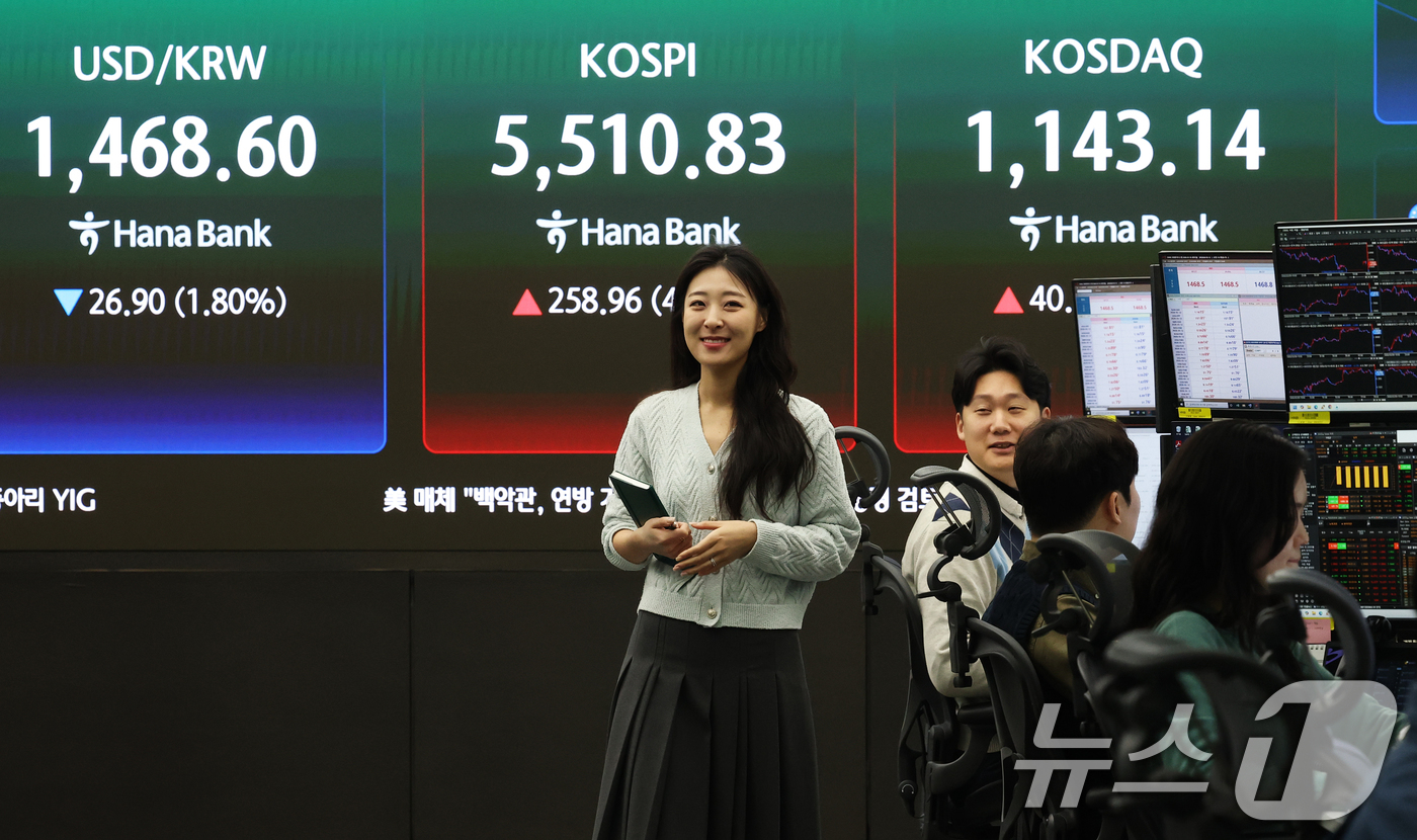 (서울=뉴스1) 오대일 기자 = 코스피가 급등하며 매수 사이드카가 발동한 10일 오전 서울 중구 하나은행 딜링룸 전광판에 코스피 시황이 표시되고 있다. 이날 코스피는 전 거래일 대 …