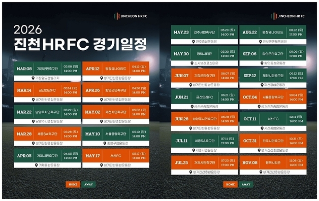 진천HR FC, 14일 금산인삼FC와 K4리그 홈 개막전