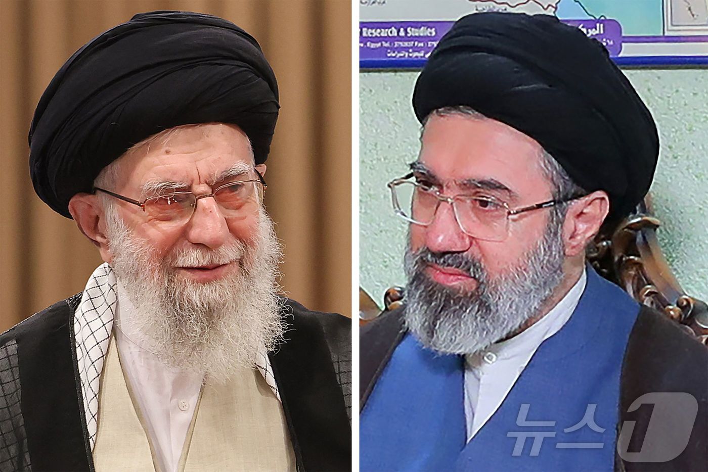 (테헤란 AFP=뉴스1) 김경민 기자 = 사망한 아야톨라 알리 하메네이 이란 최고지도자(왼쪽)와 차남인 모즈타바 하메네이 신임 최고지도자. 2026.3.10ⓒ AFP=뉴스1