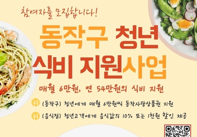 동작구, 미취업 1인 가구 청년 500명에 연 54만원 식비 지원