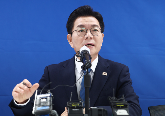 서울시 출입기자단 간담회서 발언하는 정원오 예비후보