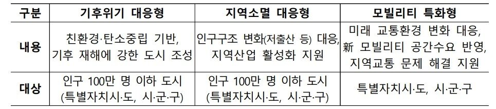 본문 이미지 - 유형별 주요 내용(강소형)(국토교통부 제공).ⓒ 뉴스1